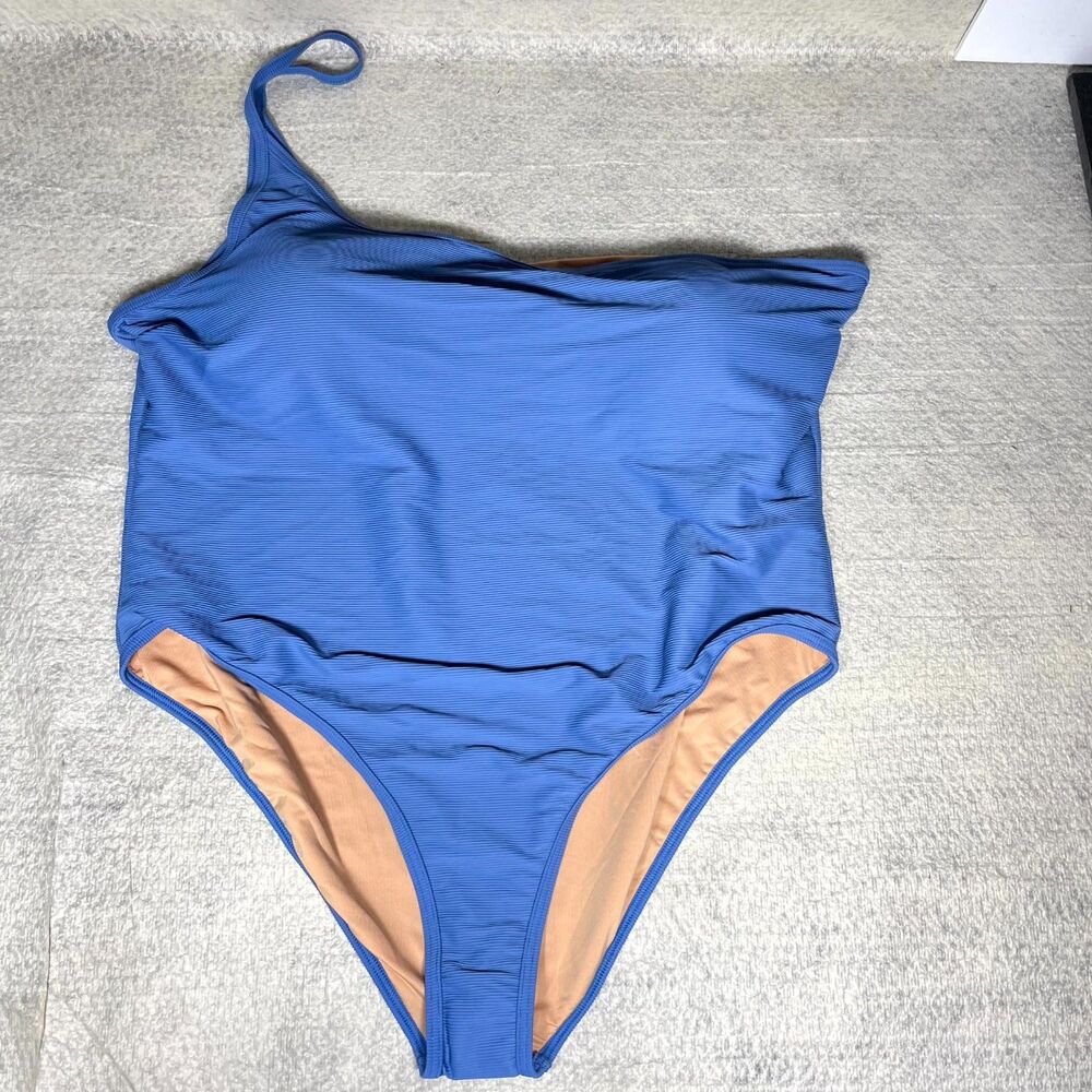 J.Crew Ribbed One Strap One Piece in Blue Ladies Size 22 NEW BH484 RBL